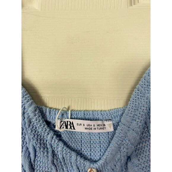 ZARA Women's Cable Knit Crop Top Tank Baby Blue Size Small NWT - Picture 14 of 16